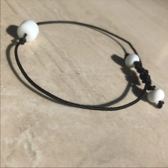 Handmade Adjustable “Marshmallow” Beaded Bracelet - Picture 4 of 5